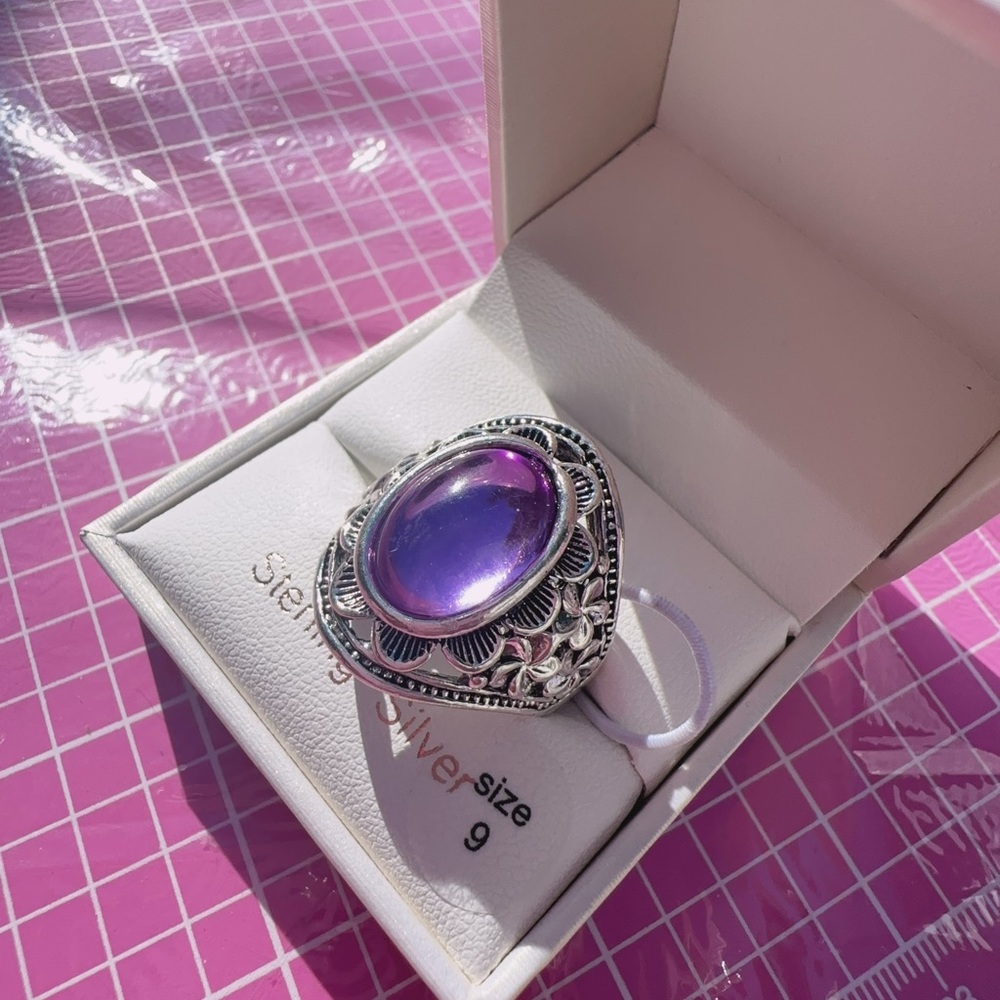 Moricci crystal purple stone vintage ring available all size 6-10